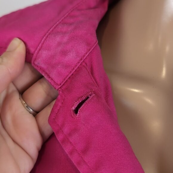 Peter Nygard Fuchsia Pink Jean Jacket Cropped Sleeve Cotton Denim Buttoned - Picture 12 of 15